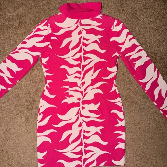 NWT Hanifa Soraya Mini Dress Polo Long Sleeve Bodycon Pink Size XL - Picture 5 of 6